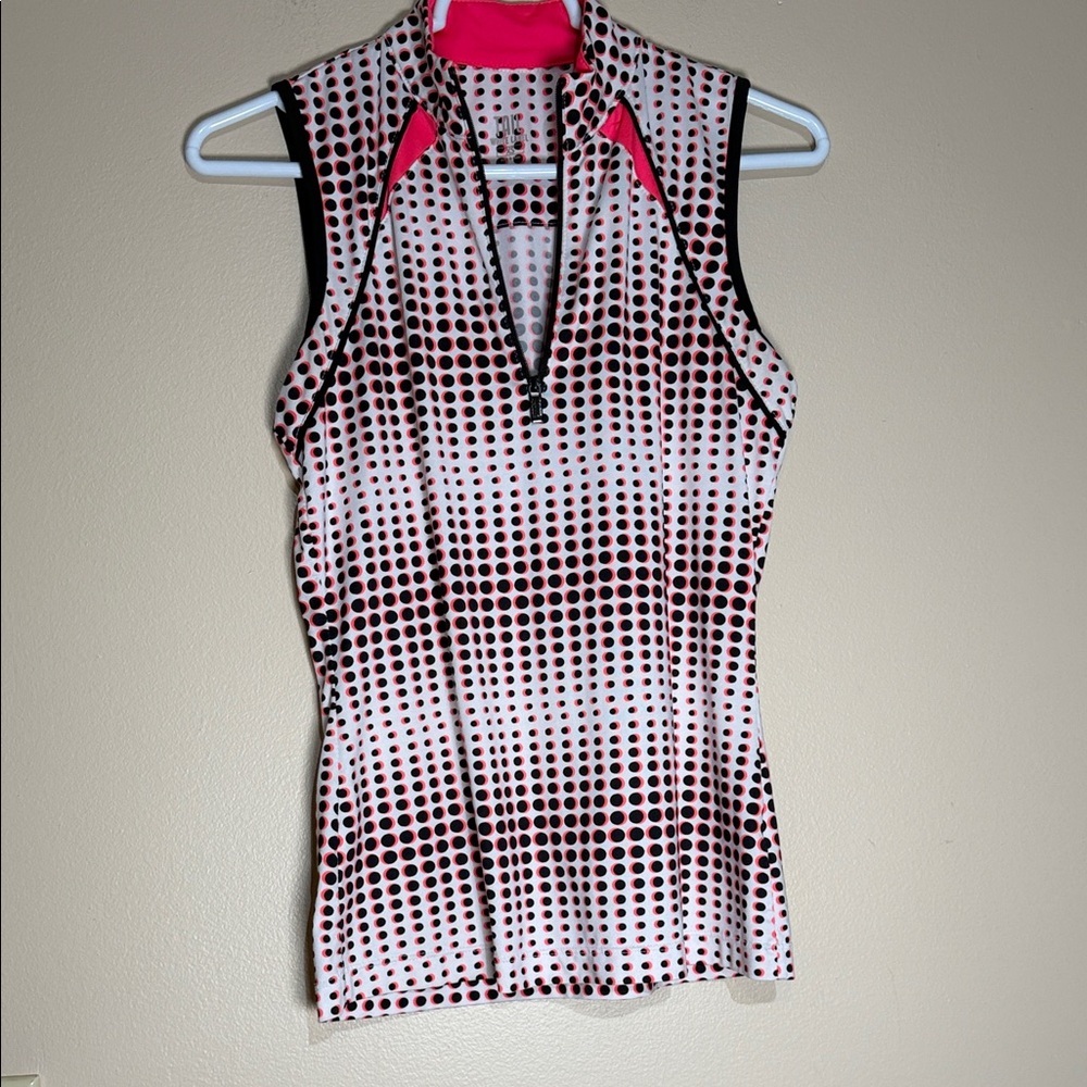 Tail white label Pink and Black Dot-Print Polo Tank Top